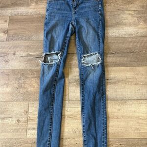 American Eagle Outfitters Blue Distressed Skinny Jeans